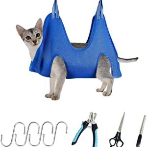 Cat and Dog Grooming Hammock, Cat and Dog Grooming Supplies with Grooming Sling, Nail Clippers, Nail Polish File and Comb, Cat and Dog Holder For Nail Trimming, Eye Care, Hair Grooming (Medium)