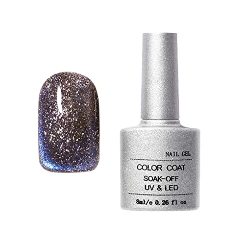 Cat Eye Gel Nail Polish Cat Eye Gel Nail Polish Gel Nail Polish With Effect Universal Crystal Eye New Rainbow 8ml Nail Charms (H, One Size)