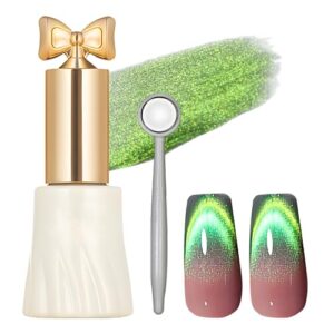 Cat Eye Gel Nail Polish, Pure Green Moon Cat Nail Polish, Holo Aurora 9D Sparkle Cateye Gel Polish, Glitter Magnetic Nail Polish, Galaxy Shiny CatEye Effect Home Manicure DIY Nail Art