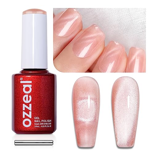 Cat Eye Jelly Gel Nail Polish,0.5 Fl Oz Sheer Nude Magnetic Gel Nail Polish Spring Summer Jelly Nail Polish Gel Shimmer Sheer Gel Polish Soak off UV LED Light for Nail Art DIY Manicure