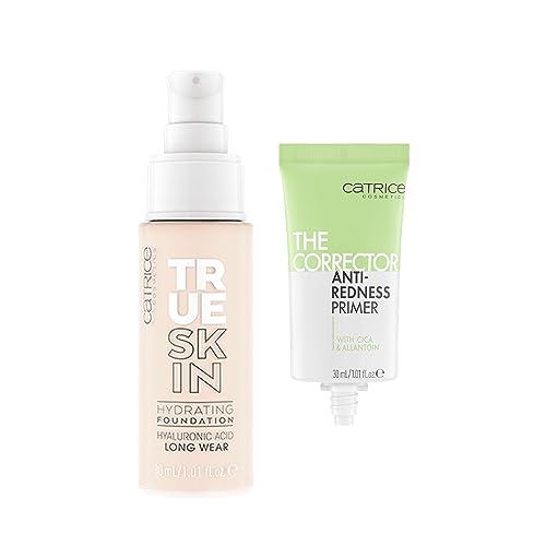 Catrice | True Skin Foundation 01 & The Corrector Anti-Red Primer| Full Coverage Makeup | Vegan & Cruelty Free