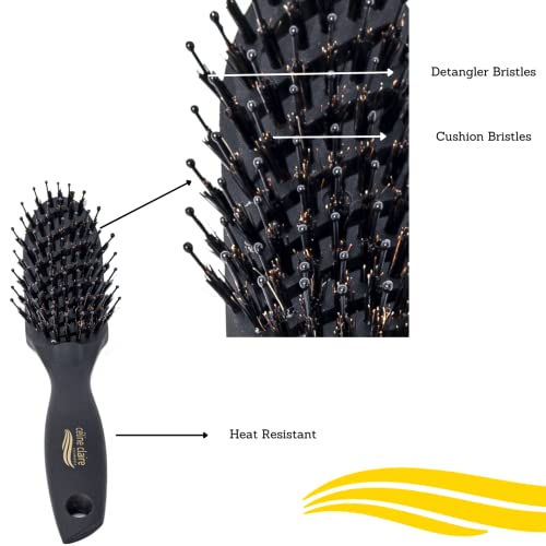 Celine Claire revolutionary 2 in 1 hair brush detangler and boar bristle combined in one brush! This innovative hair tool offers unparalleled benefits and advantages for anyone looking to achieve silky, smooth, and detangled hair. - Image 3