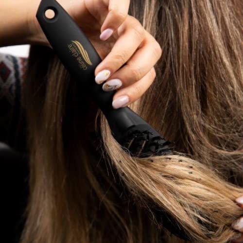 Celine Claire revolutionary 2 in 1 hair brush detangler and boar bristle combined in one brush! This innovative hair tool offers unparalleled benefits and advantages for anyone looking to achieve silky, smooth, and detangled hair. - Image 7