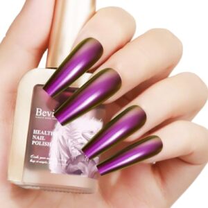 Chameleon Nail Polish Holographic 12ML Multichrome Shimmer Holo Nail Polish Fast Drying, Purple to Green Color Changing Glitter Chrome Nail Art Polish-No Require Cured 1PCS