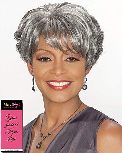 Charlotte Wig Color 3T44 - Foxy Silver Wigs Short Wedge Style Stacked Layers Wispy Side Swept Bangs Synthetic African American Average Cap - Image 3