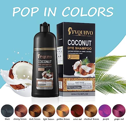 Cherry Brown Hair Dye Shampoo for Gray Hair, 16.9 Fl Oz, 3-in-1 Herbal Formula - Image 7