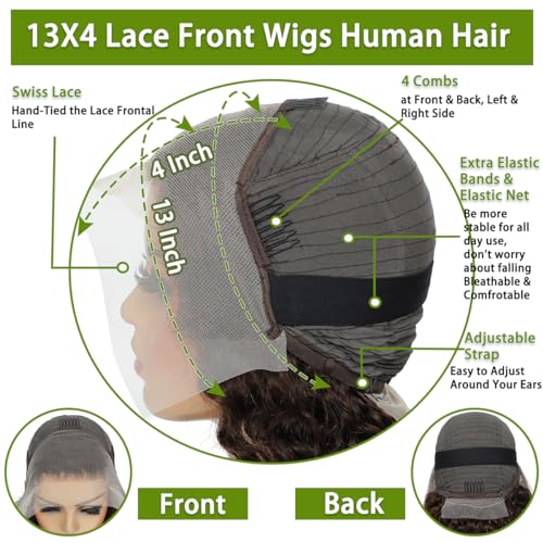 Chocolate Brown Body Wave Lace Front Wigs Human Hair 13x4 Transparent Glueless Lace Wigs Human Hair Pre Plucked with Natural Hairline 180% Density Colored Body Wave Lace Frontal Wig - Image 3