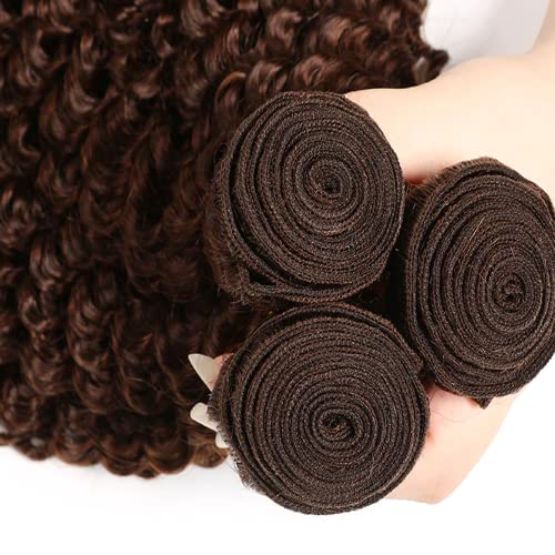 Chocolate Brown Curly Wave Human Hair Extensions Bundles 26 28 30 Inch - Image 5