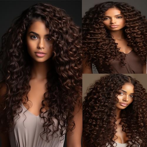 Chocolate Brown Curly Wave Human Hair Extensions Bundles 26 28 30 Inch - Image 4