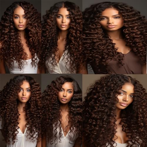 Chocolate Brown Curly Wave Human Hair Extensions Bundles 26 28 30 Inch - Image 3