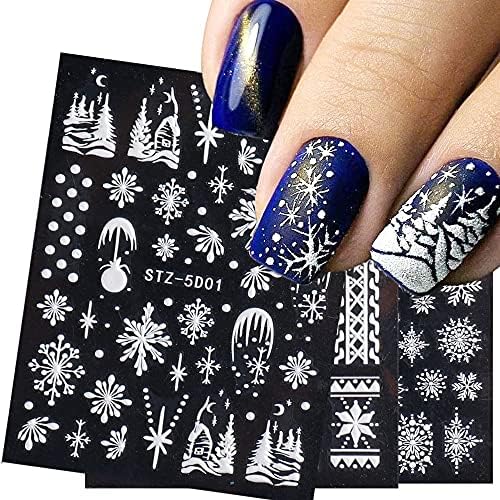 Christmas 5D Stereoscopic Embossed Nail Art Stickers Decals Snowflake Snowman Texture Design Nail Polish Sliders Nail Foils for DIY Nail Art Christmas Party Decorations Supplies (A) - Image 7