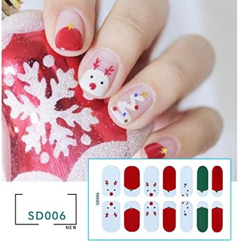 Christmas Glitter Nail Strips, Luxury Snowflake Solid Color Nail Wraps Stickers Self-Adhesive Elk Bear Color Nail Decals Kit with Nail File As Gifts for Women Mothers Manicure Tips 10 Sheets - Image 7