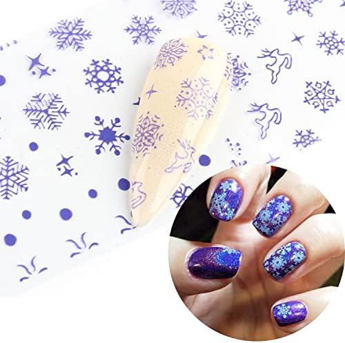 Christmas Holographic Nail Foil Transfer Stickers Decals, Winter Nail Polish Sheets Sky Starry Paper Transfer Foils Snowflake Nails Supplies for Nail Transfer Glue Women Manicure Nail Film Decorations - Image 4