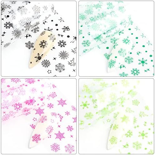 Christmas Holographic Nail Foil Transfer Stickers Decals, Winter Nail Polish Sheets Sky Starry Paper Transfer Foils Snowflake Nails Supplies for Nail Transfer Glue Women Manicure Nail Film Decorations - Image 3