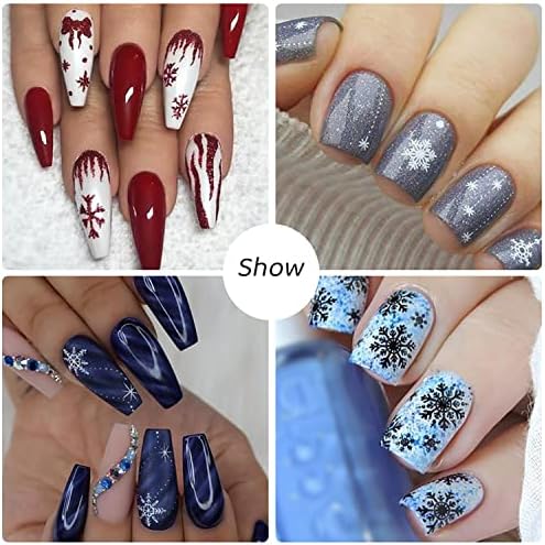 Christmas Holographic Nail Foil Transfer Stickers Decals, Winter Nail Polish Sheets Sky Starry Paper Transfer Foils Snowflake Nails Supplies for Nail Transfer Glue Women Manicure Nail Film Decorations - Image 2