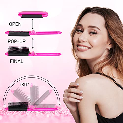 Chunful 30 Pcs Folding Hair Brush Set with Mirror Travel Hair Brush Portable Mini Brush for Women Men Pocket Small Bulk Hair Brushes for Purse Size Hair Styling Tools for Toiletry Bag - Image 2