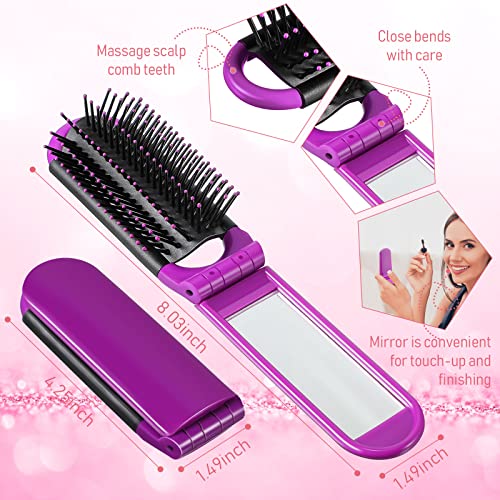 Chunful 30 Pcs Folding Hair Brush Set with Mirror Travel Hair Brush Portable Mini Brush for Women Men Pocket Small Bulk Hair Brushes for Purse Size Hair Styling Tools for Toiletry Bag - Image 4