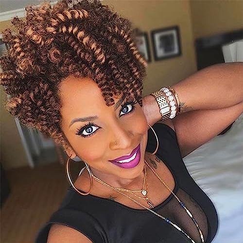 CINHOO Afro Kinky Curly Wigs for Black Women Short Curly Wig,Mullet Wigs for Women Synthetic Hair Wigs with Bangs African American Twist Wigs for Black Women Natural Looking Wigs(chocolate and Brown) - Image 2