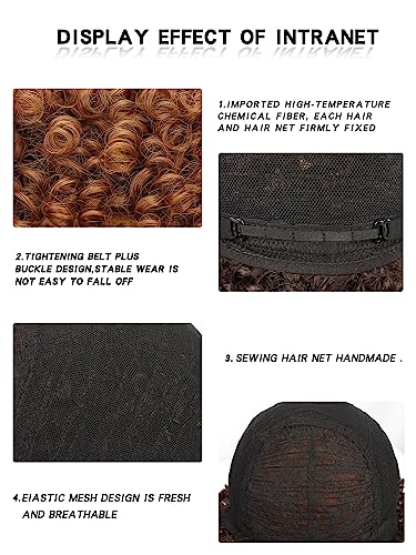 CINHOO Afro Kinky Curly Wigs for Black Women Short Curly Wig,Mullet Wigs for Women Synthetic Hair Wigs with Bangs African American Twist Wigs for Black Women Natural Looking Wigs(chocolate and Brown) - Image 5