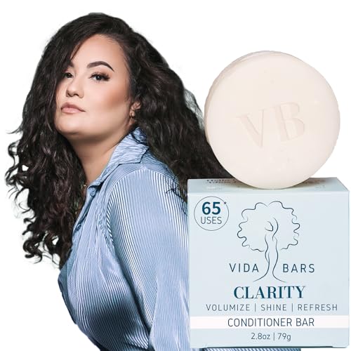 Clarity Solid Conditioner Bar for Curly Hair | All Natural Moisturizing Bar Conditioner for Fine & Dry Hair | Vegan, Sulfate Free, Paraben Free, Handmade in the USA (Peppermint Oil Scent)