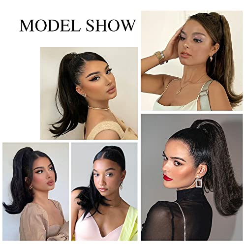 Claw Clip in Ponytail Extension for Women Black Synthetic Hair Pony Tails High-Resistant Fiber Hair for Girls 16 inches - Image 7