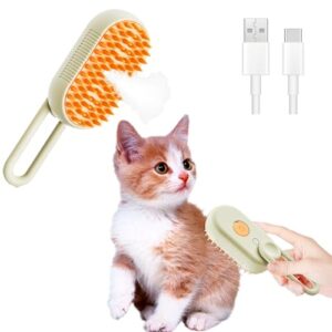 Cleaning Slicker Brush, Cat Brush with Release Button, Dog Shedding Brush for Grooming, Cat Comb Pet Massage Tool Suitable for Long or Short Pet Hair Cleaner, Removes Tangles & Loose Fur（Square）