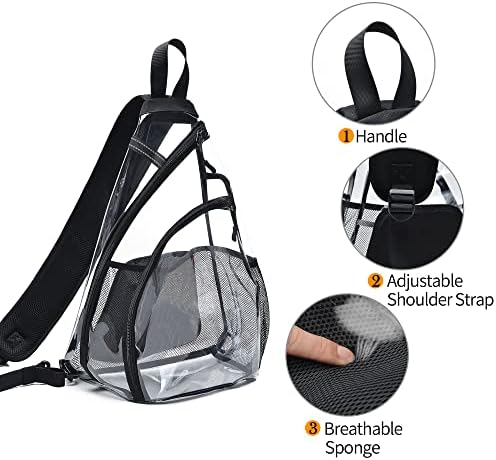 Clear Sling Bag,Transparent Crossbody Bag with Reflective Belt,Zipper Shoulder Pocket, Breathable Back Cushion - Image 9