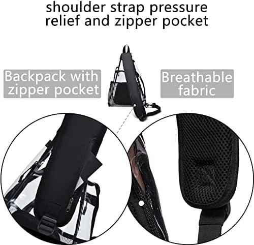 Clear Sling Bag,Transparent Crossbody Bag with Reflective Belt,Zipper Shoulder Pocket, Breathable Back Cushion - Image 3