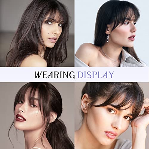 100% Human Hair Brown Black Wispy Clip-In Bangs Hair Pieces for Women - Image 7