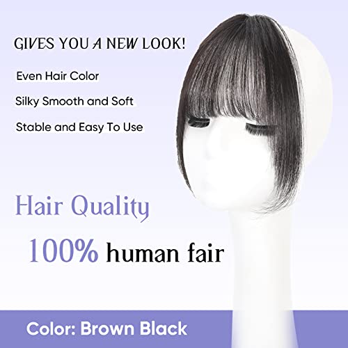 100% Human Hair Brown Black Wispy Clip-In Bangs Hair Pieces for Women - Image 2