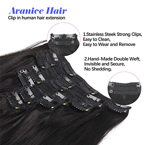 Clip in Hair Extensions Remy Human Hair for Black Women Silky Straight Clip in Hair Extensions 120grams 7pieces Natural Black #1B Color 16inch Real Human Hair Clip ins - Image 4