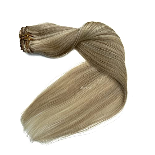 Ash Blonde Balayage Real Human Hair Clip In Extensions 18 Inch 7 Pieces 70G Double Weft - Image 9
