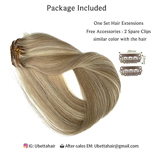 Ash Blonde Balayage Real Human Hair Clip In Extensions 18 Inch 7 Pieces 70G Double Weft - Image 5