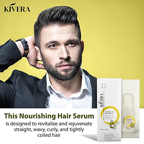 Coconut Oil Hair Serum - Hair Growth Serum for Rejuvenate & Strengthen Hair - Anti Frizz Hair Serum for Damaged Hair - Hair Oil Serum for Men & Women, 3 Pack - Image 3