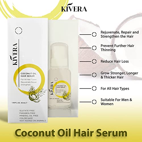 Coconut Oil Hair Serum - Hair Growth Serum for Rejuvenate & Strengthen Hair - Anti Frizz Hair Serum for Damaged Hair - Hair Oil Serum for Men & Women, 3 Pack - Image 4