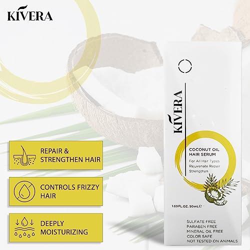 Coconut Oil Hair Serum - Hair Growth Serum for Rejuvenate & Strengthen Hair - Anti Frizz Hair Serum for Damaged Hair - Hair Oil Serum for Men & Women, 3 Pack - Image 6