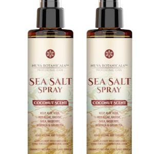 Coconut Sea Salt Spray for Hair - Texturizing Spray Salt Water Spray for Hair with Castor Oil, Aloe Vera, Red Algae Extract, Kelp (5 Fl Oz, 2 Pack)