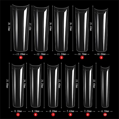 550 Pieces Extra Long Curved Transparent Coffin False Nails for DIY Nail Art - Image 3