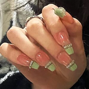 Coffin False Nails Press on Nails French Long Fake Nails Ballerina Acrylic Stick on Nails 24pcs for Women and Girls (Color : Pink, Size : F)