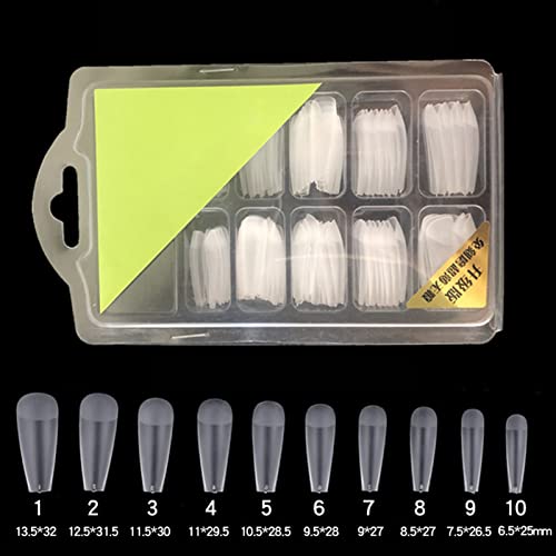 Coffin Nails Long Fake Nails Clear Acrylic Nails Coffin Shaped Ballerina Nails Tips 96pcs Full Cover False Nails Artificial Nails with Case for Nail Salons and DIY Nail Art, 10 Sizes C - Image 2