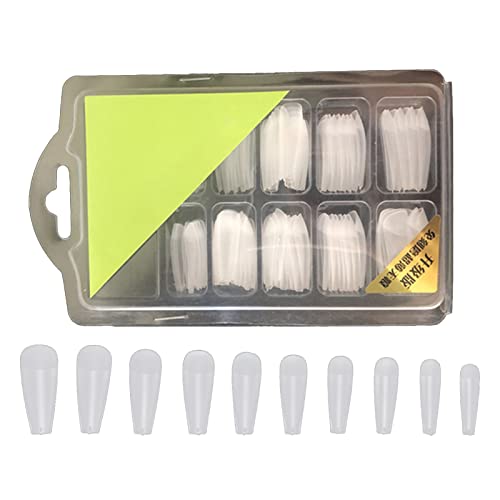Coffin Nails Long Fake Nails Clear Acrylic Nails Coffin Shaped Ballerina Nails Tips 96pcs Full Cover False Nails Artificial Nails with Case for Nail Salons and DIY Nail Art, 10 Sizes C