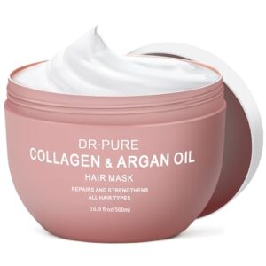 Collagen Hair Mask for Damaged Hair: Keratin Hair Treatment with Argan Oil for Deep Repair & Conditioning Dry Curly Bleached Hair All Types 500ml