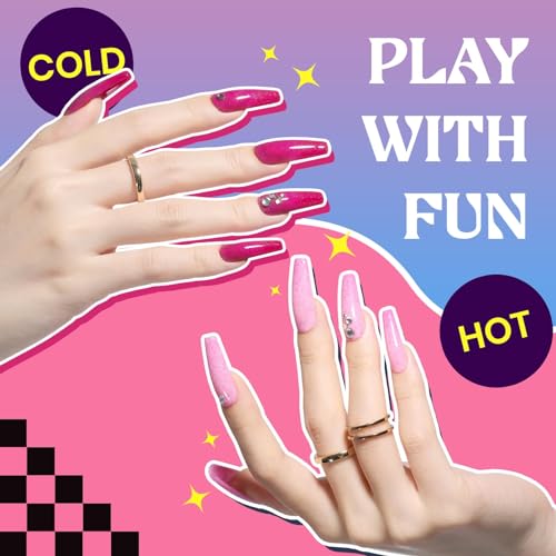 6 Pcs Temperature Color Changing Gel Nail Polish Set Solid Glitter - Image 7