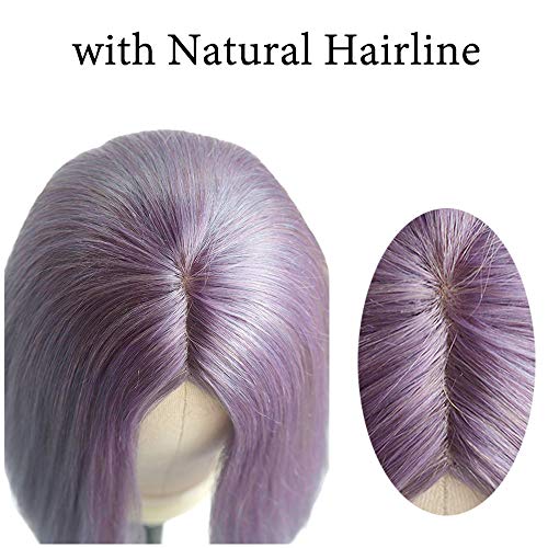 Colored Human Hair Short Bob Wigs Lilac No Lace Front Wigs For Black Women 180% Density Full Thick Ends Glueless Brazilian Virgin Remy Hair lilac Color 14 inch Purple - Image 3
