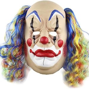 Colorful Curly Bald Clown Mask Halloween Creepy Mask Evil Clown Masks Clown Costume Accessory Clown Cosplay Prop Clown Costume Masks Halloween Face Mask Funny Emulsion Clothing Set