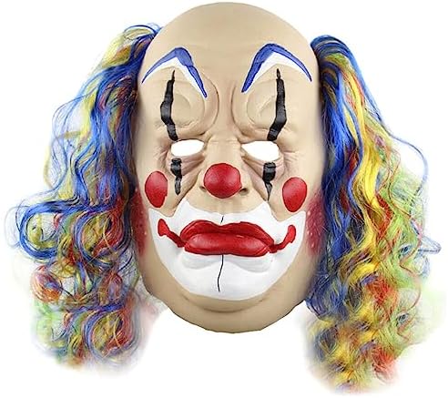Colorful Curly Bald Clown Mask Halloween Creepy Mask Evil Clown Masks Clown Costume Accessory Clown Cosplay Prop Clown Costume Masks Halloween Face Mask Funny Emulsion Clothing Set