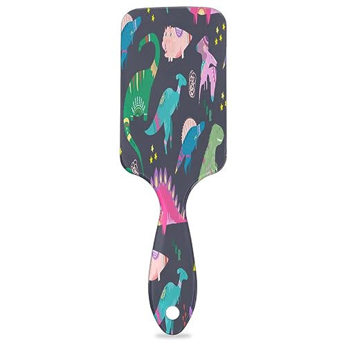 Colorful Dinosaur Pattern Hair Brush Detangler Brush with Nylon Bristle for Thick Curly Thin Long Short Wet or Dry Hair Adds Shine and Makes Hair Health Paddle Hairbrush for Women Men