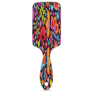 Vibrant Floral Art Detangling Hair Brush with Soft Nylon Bristles for All Hair Types