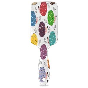 Vibrant Hedgehog Paddle Detangling Hair Brush with Gentle Nylon Bristles for All Hair Types