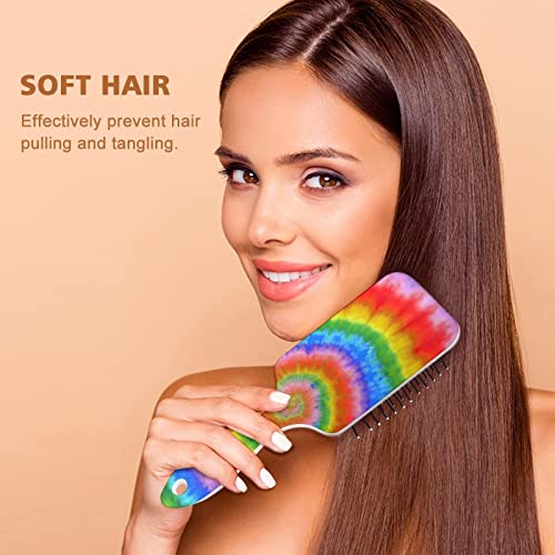 Colorful Tie Dye Hair Brush Plastic Rainbow Spiral Pattern Air Cushion Comb Soft Nylon Bristle Hair Brushes Anti Static Frizz Massage Scalp for Women Men Curly Any Hair - Image 4